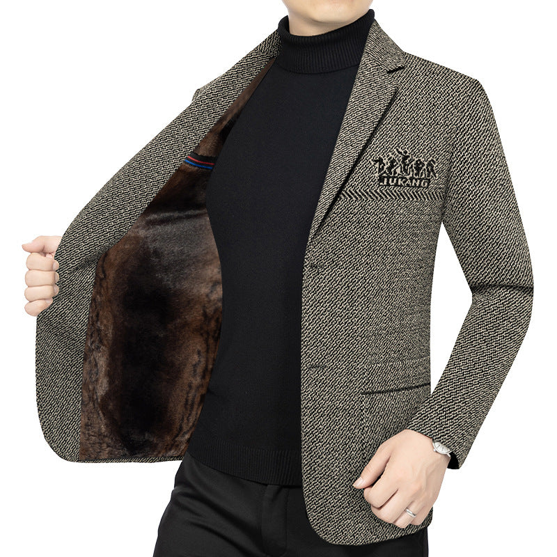 Herren Modernes Tweed-Sakko Slim Fit mit dezentem Emblem Drune