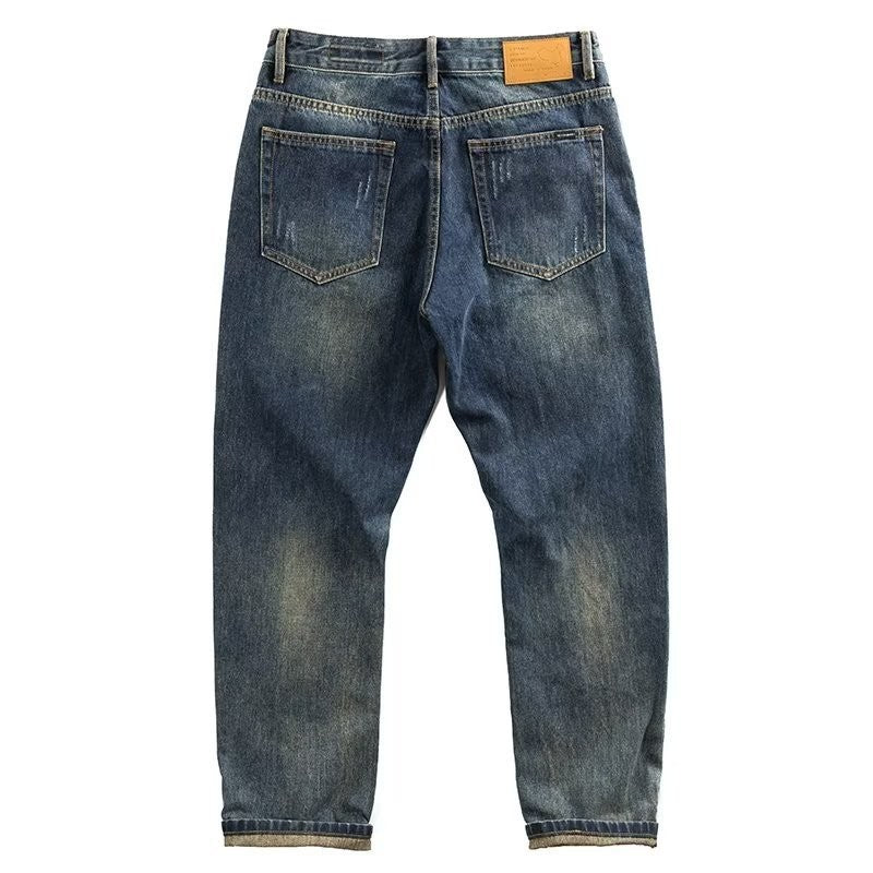 Herren Legere Denim-Jeans im Used-Look Drune