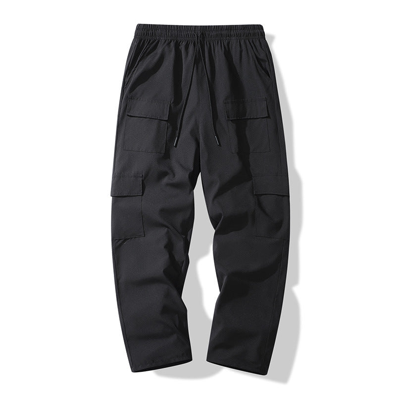Herren Cargo-Freizeithose mit elastischem Bund, Tunnelzug und Mehrfach-Klappentaschen Drune