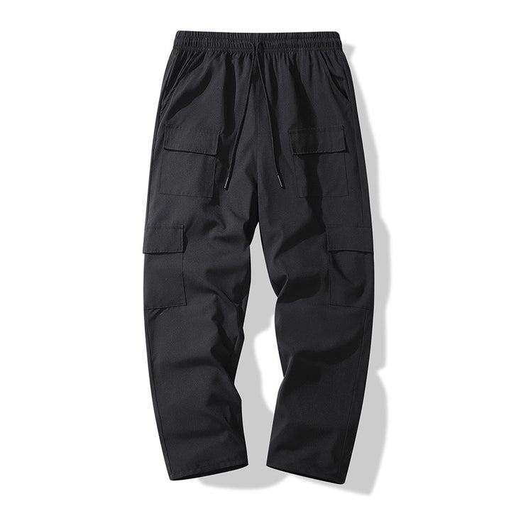 Herren Cargo-Freizeithose mit elastischem Bund, Tunnelzug und Mehrfach-Klappentaschen Drune