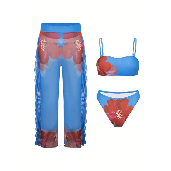 Damen Bikiniset mit transparenter Rüsche Drune