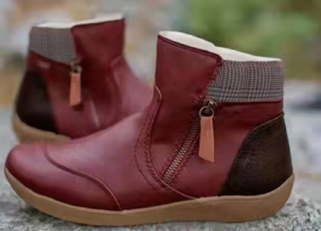 Damen  knöchelhohe Stiefelette mit seitlichem Reißverschluss, gepolstertem Komfortfußbett und flexibler Leichtsohle Drune