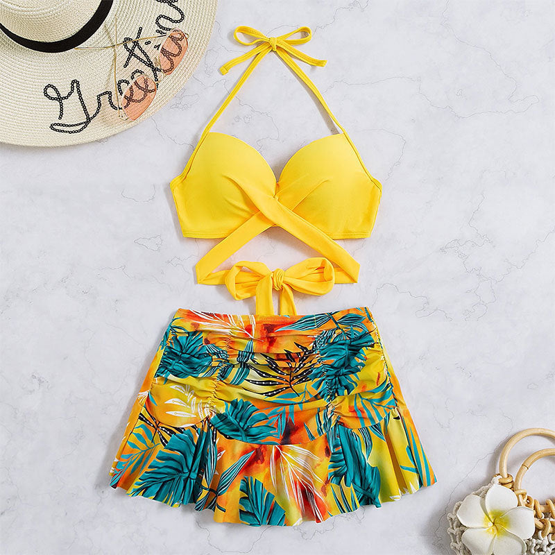Damen Bikini-Set mit Rüschenrock und verstellbaren Trägern Drune