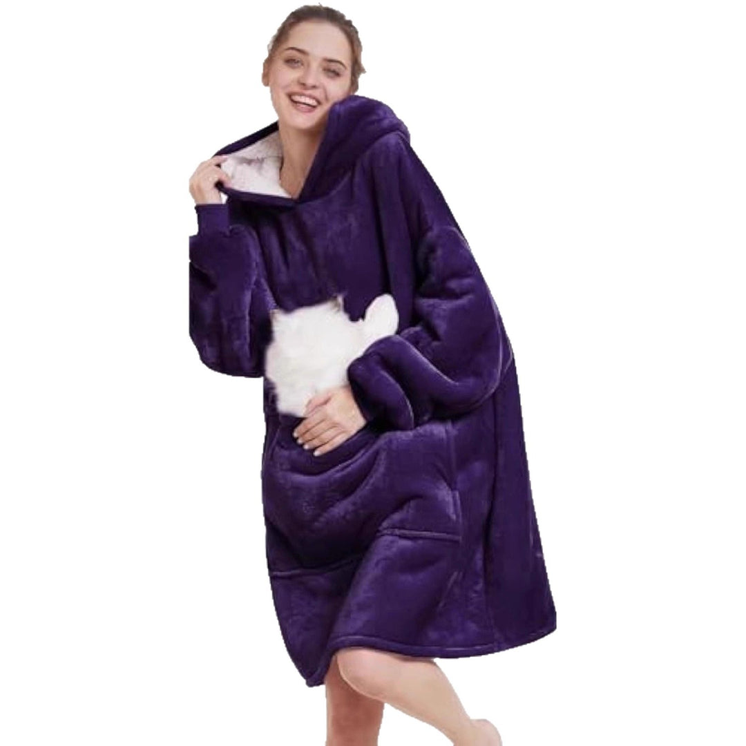 Damen Oversize Kapuzen-Kuscheldecke aus Mikrofaser mit Sherpa-Futter Drune