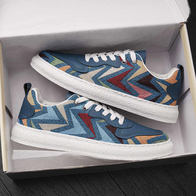 Damen Modische Sneakers mit farbenfrohem Chevron-Muster Drune