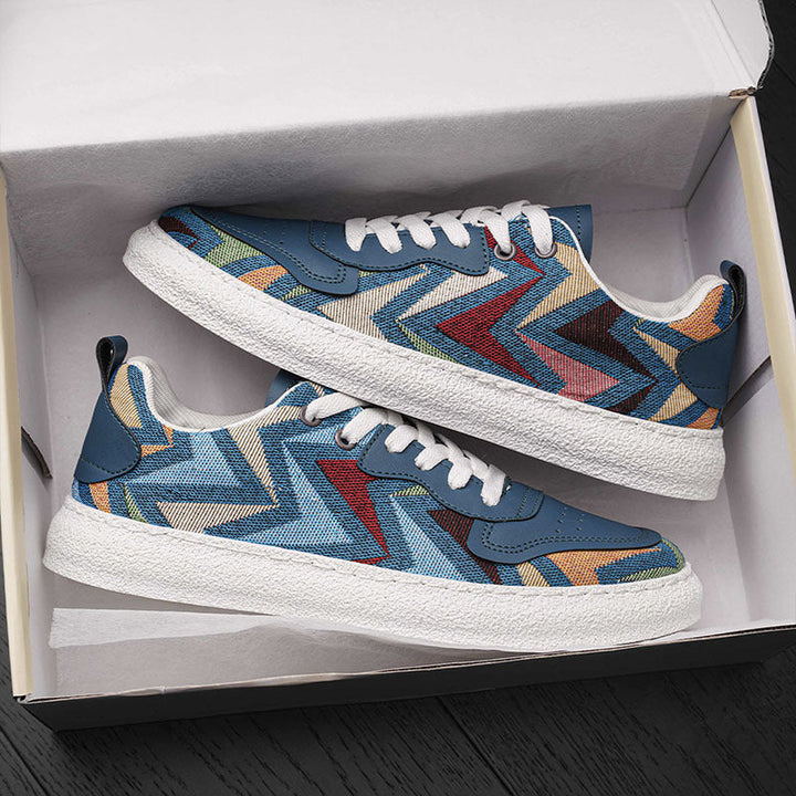 Damen Modische Sneakers mit farbenfrohem Chevron-Muster Drune