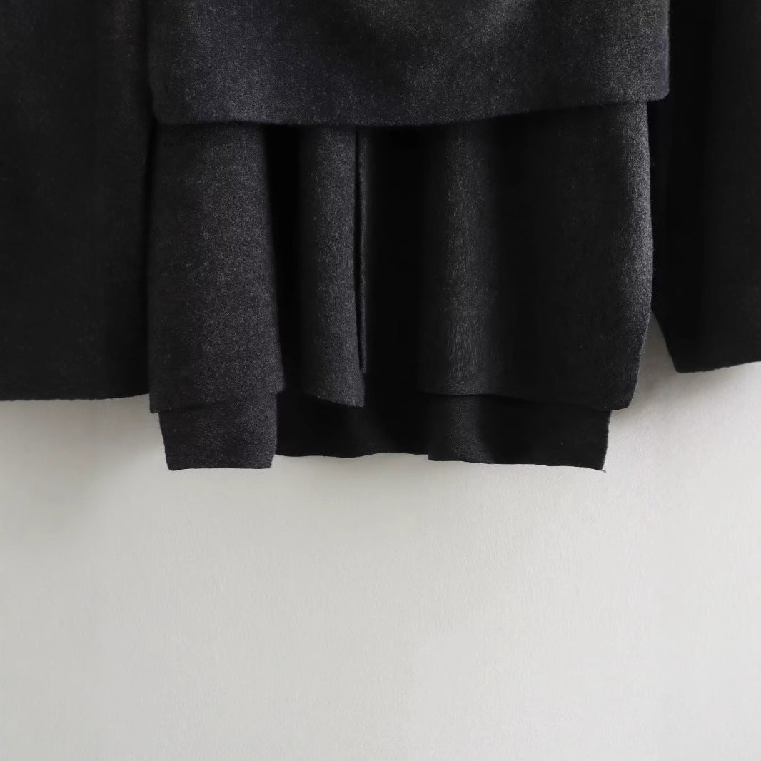 Damen schicke Wollumhangjacke mit asymmetrischem Schnitt und dekorativem Knopf Drune