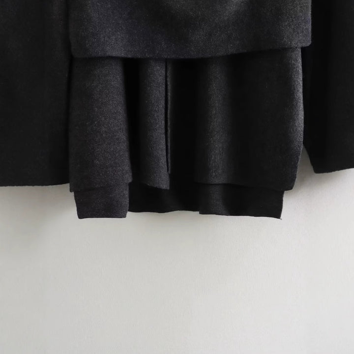 Damen schicke Wollumhangjacke mit asymmetrischem Schnitt und dekorativem Knopf Drune