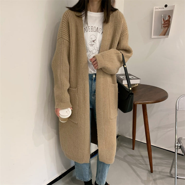 Damen Übergröße Strickcardigan mit lässigem Schnitt und Taschen Drune
