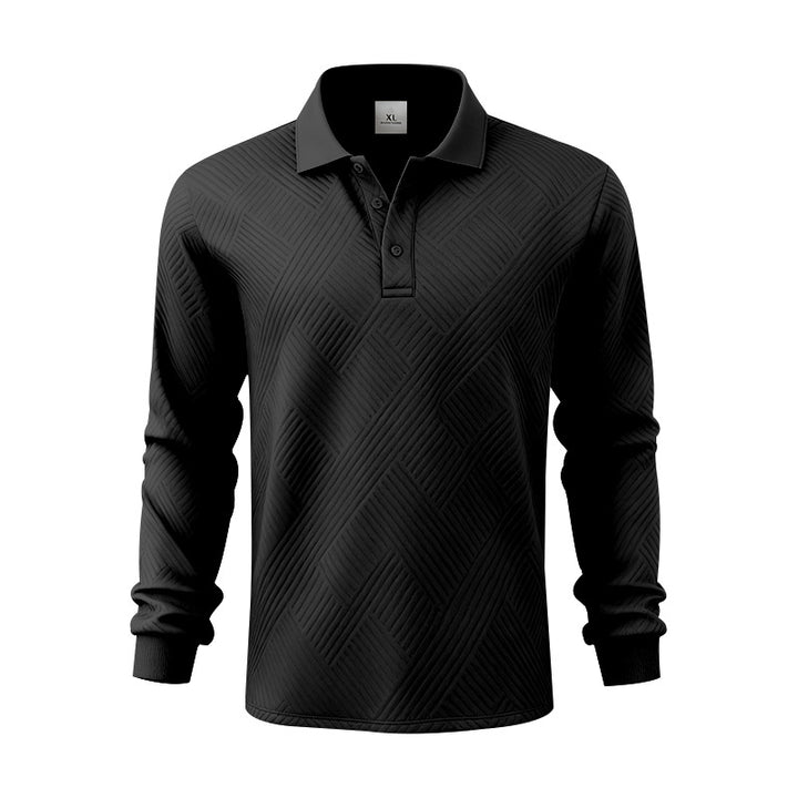 Herren nan langärmeliges Poloshirt aus strukturiertem Jacquardstrick Drune
