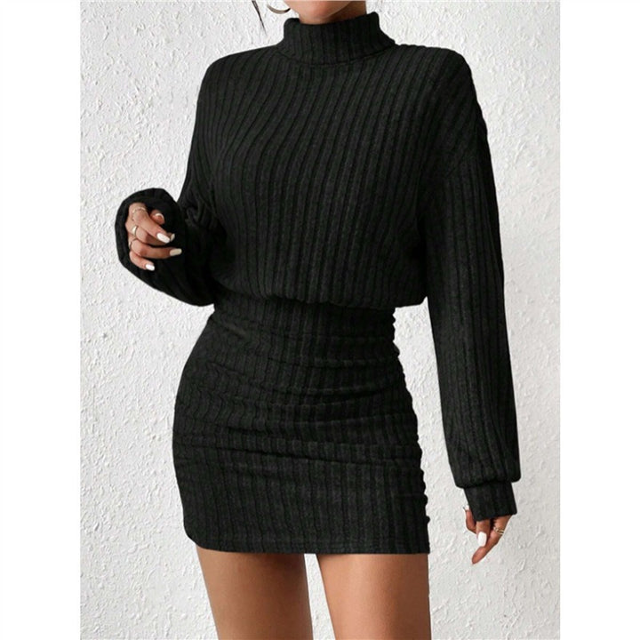 Damen Strickkleid mit Rollkragen und angeschnittenen Ärmeln Drune