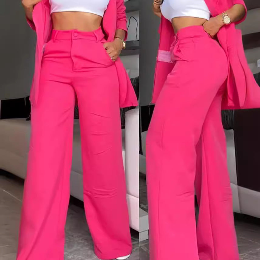 Damen Modernes Blazer-Set mit weiten Hosen und klassischem Schnitt Drune