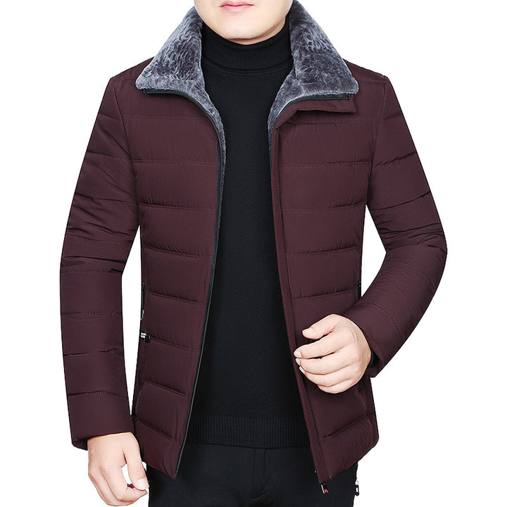 Herren Wattierte Winterjacke mit weichem Plüschfutter, Stehkragen und schmaler Steppung Drune