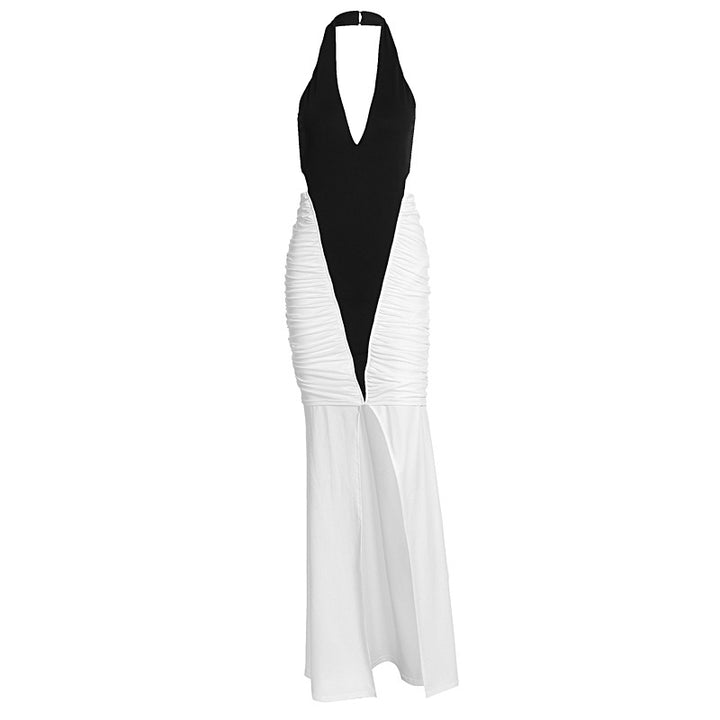 Damen Elegantes und figurbetontes Maxikleid mit Schlitz und Raffungen Drune
