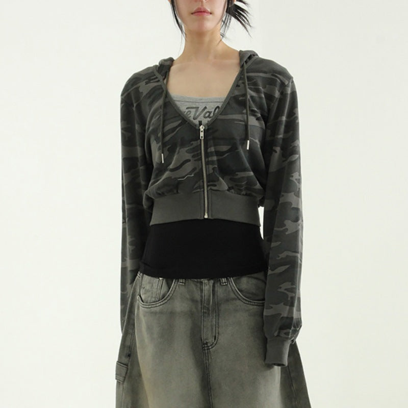 Damen sportlicher cropped Zip-Hoodie Drune