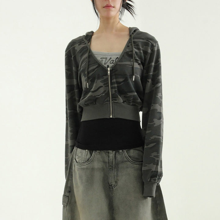 Damen sportlicher cropped Zip-Hoodie Drune