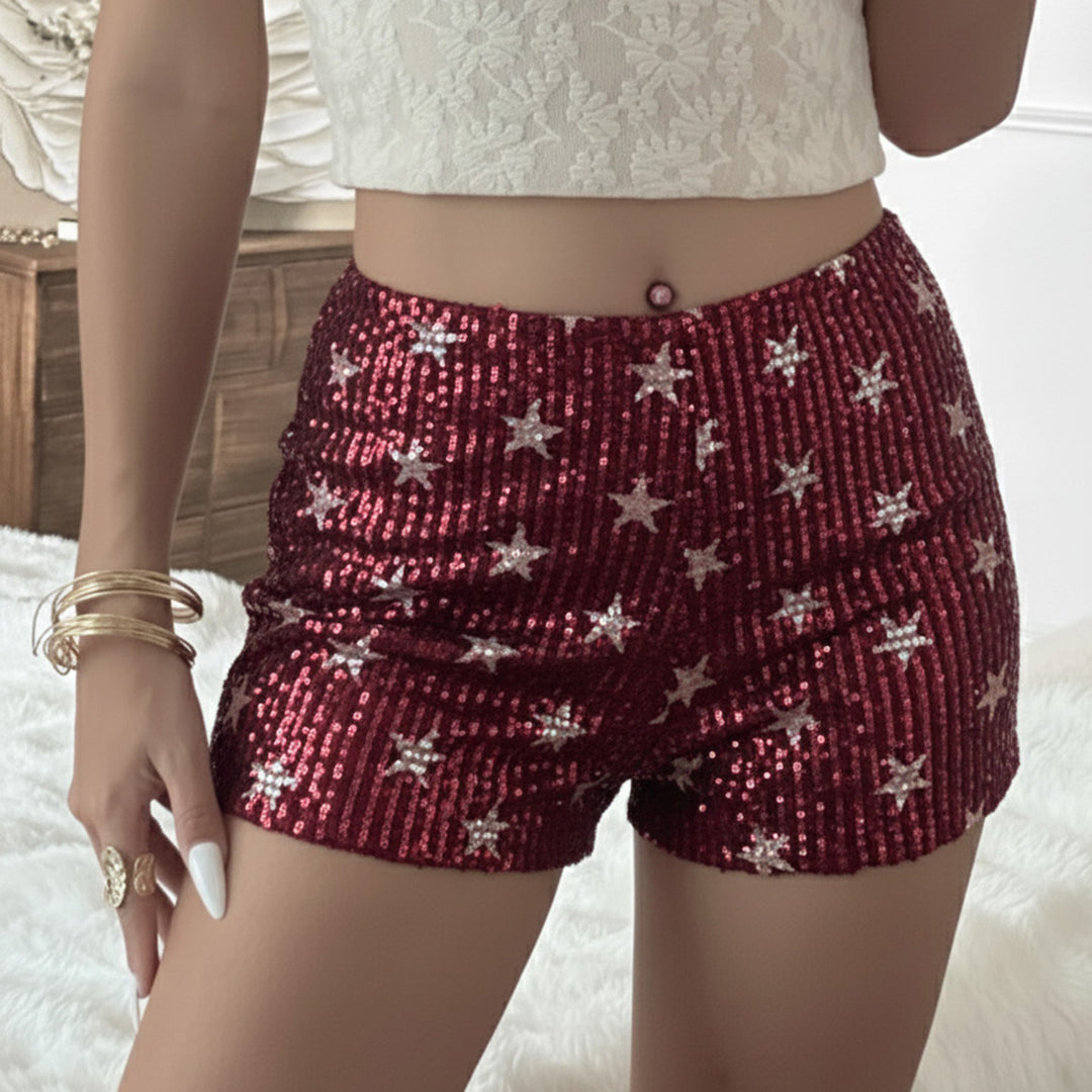 Damen Minirock mit glitzerndem Polka-Dot-Muster und elastischem Bund Drune