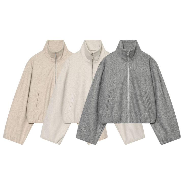 Damen Cropped Wollmix-Blouson mit hohem Stehkragen und Reißverschluss Drune