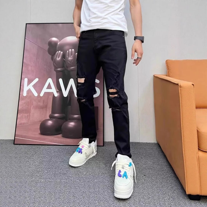 Herren Modische Destroyed Jeans Drune