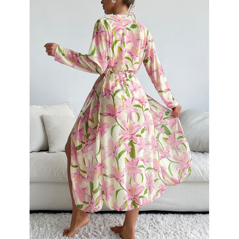 Damen Strandkleid mit floralem Muster und lässigem Schnitt Drune