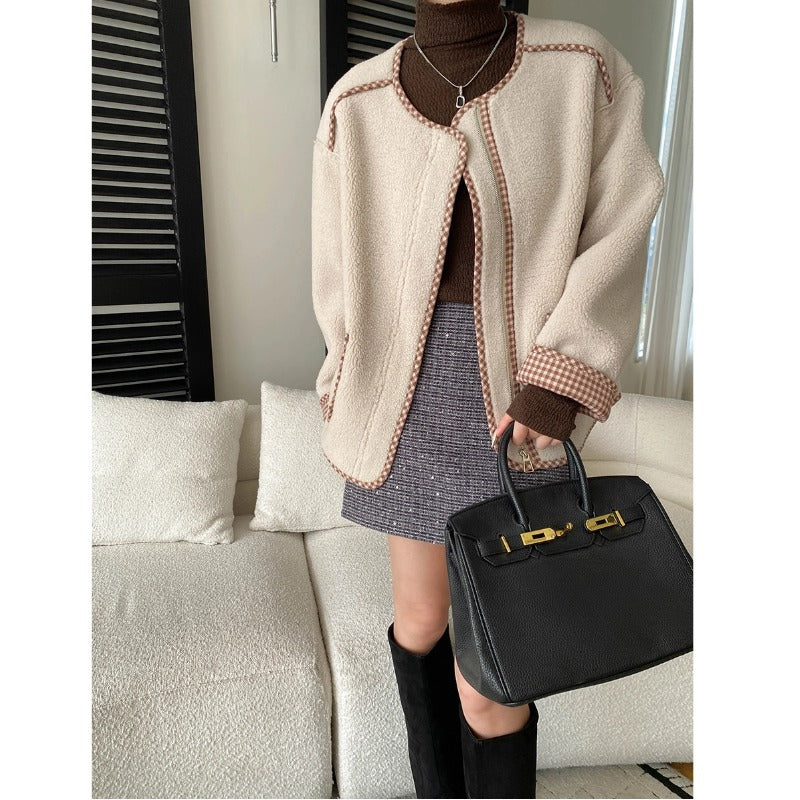 Damen Lässige Teddyjacke mit einzigartigen Details und praktischen Taschen Drune