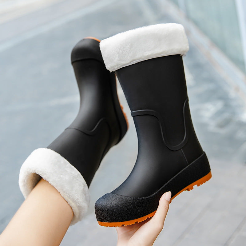 Damen Mittelhohe wasserdichte Gummistiefel mit griffiger Profillaufsohle Drune