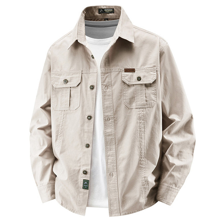 Herren  leichte Baumwolle Utility Overshirt mit Klappbrusttaschen Drune