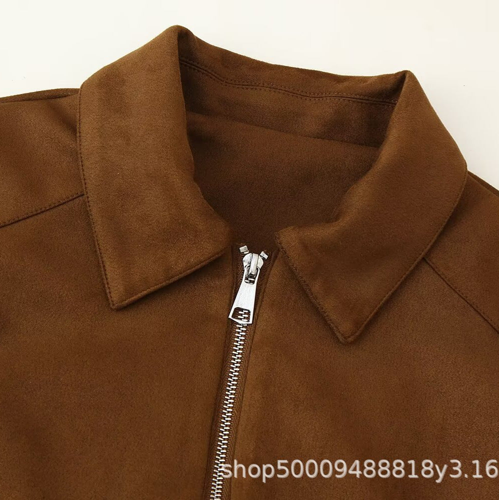 Damen trendige Bikerjacke mit zwei praktischen Reißverschlusstaschen und elegantem Kragen Drune