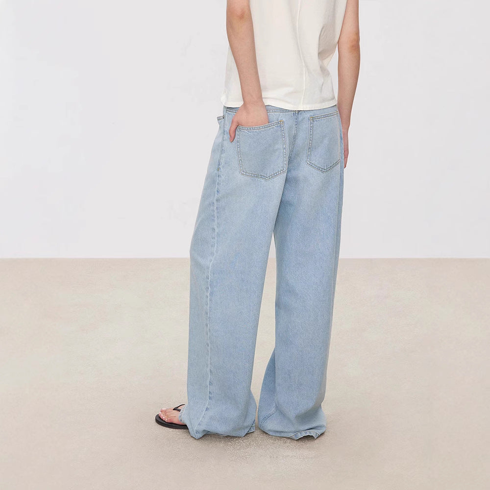 Damen Weit geschnittene Denim-Culotte mit hohem Bund und Gummizug Drune