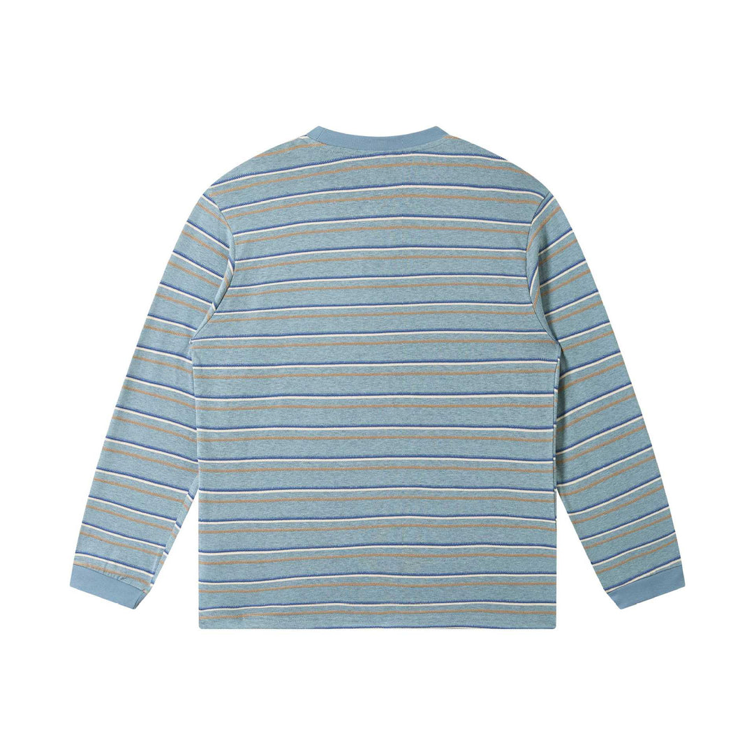 Unisex Fein gestricktes Langarmshirt mit Streifenstruktur und geripptem Rundhals Drune