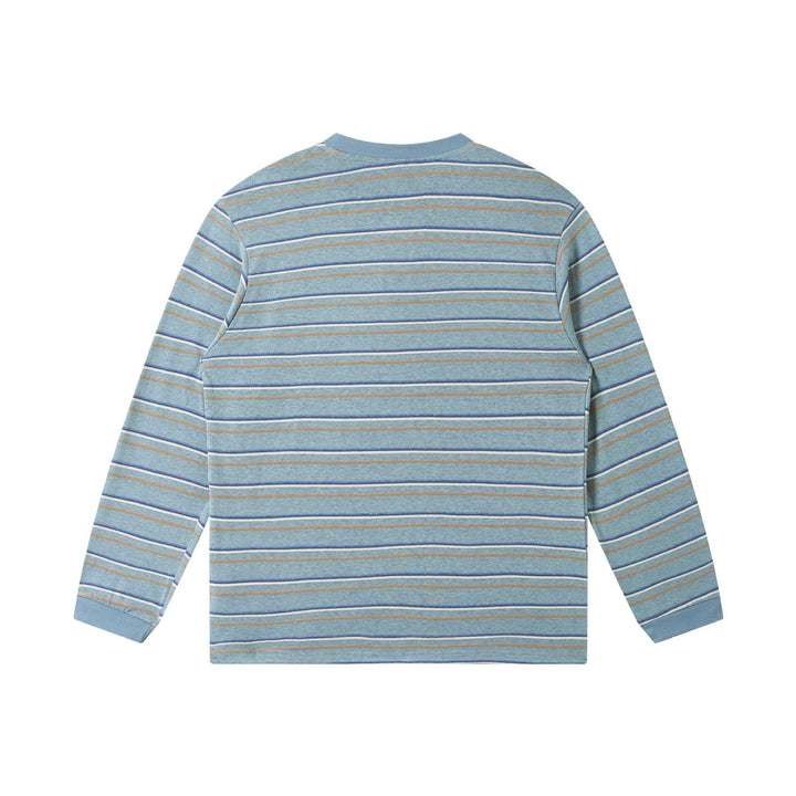 Unisex Fein gestricktes Langarmshirt mit Streifenstruktur und geripptem Rundhals Drune
