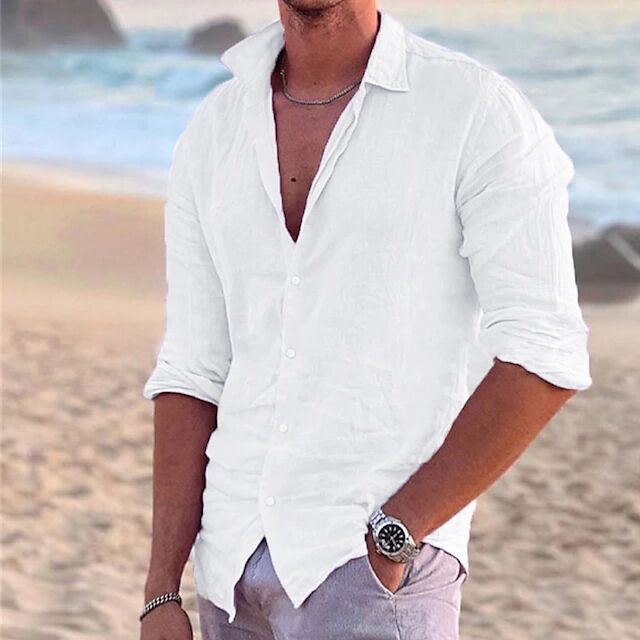 Herren Sommerliche Leinenhemd Drune