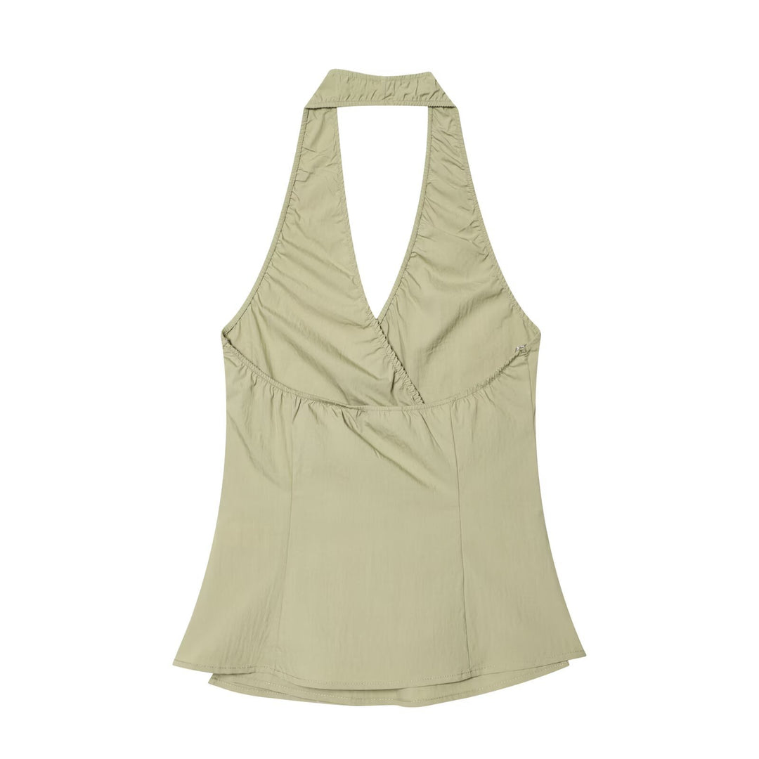 Damen Halterneck Top mit elegantem Knoten-Detail und fließendem Schnitt Drune