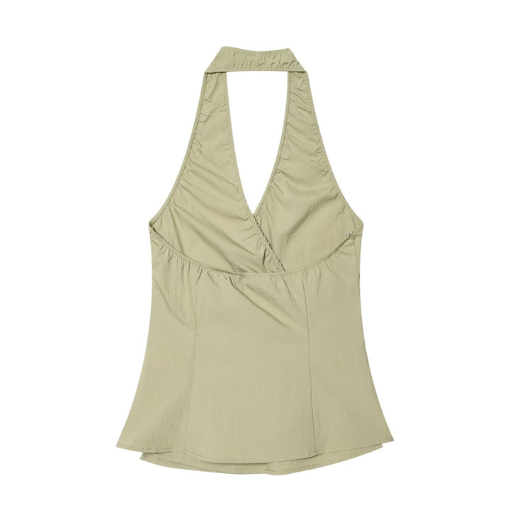 Damen Halterneck Top mit elegantem Knoten-Detail und fließendem Schnitt Drune