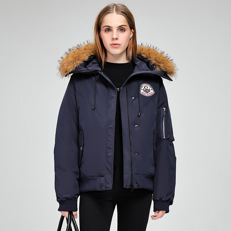 Damen Sportliche Pufferjacke mit abnehmbarem Kunstfellkragen und praktischen Taschen Drune