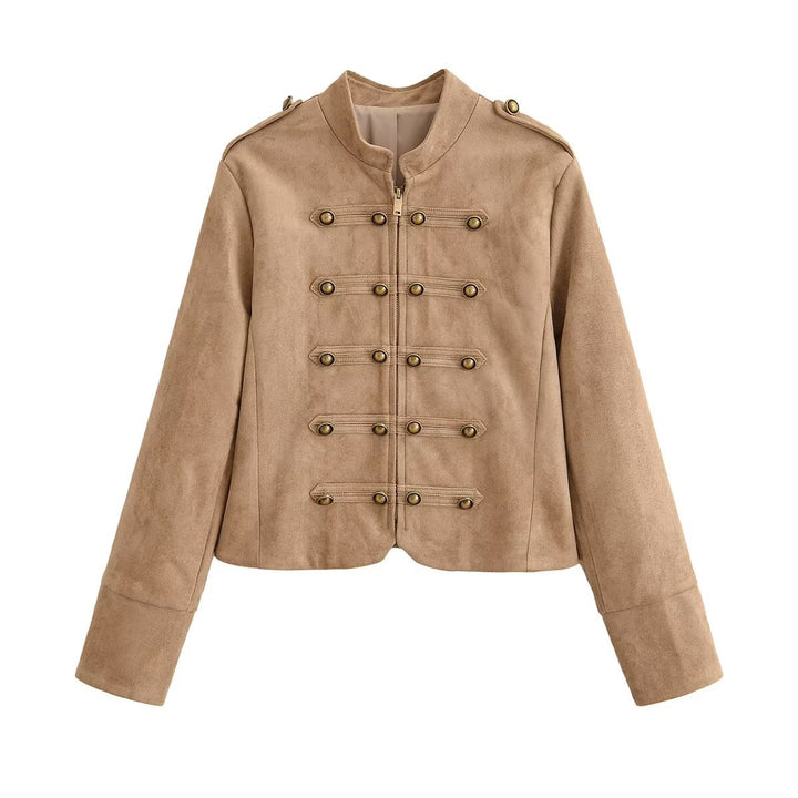 Damen Militärisch inspirierte Kurzjacke aus Wildlederoptik Drune