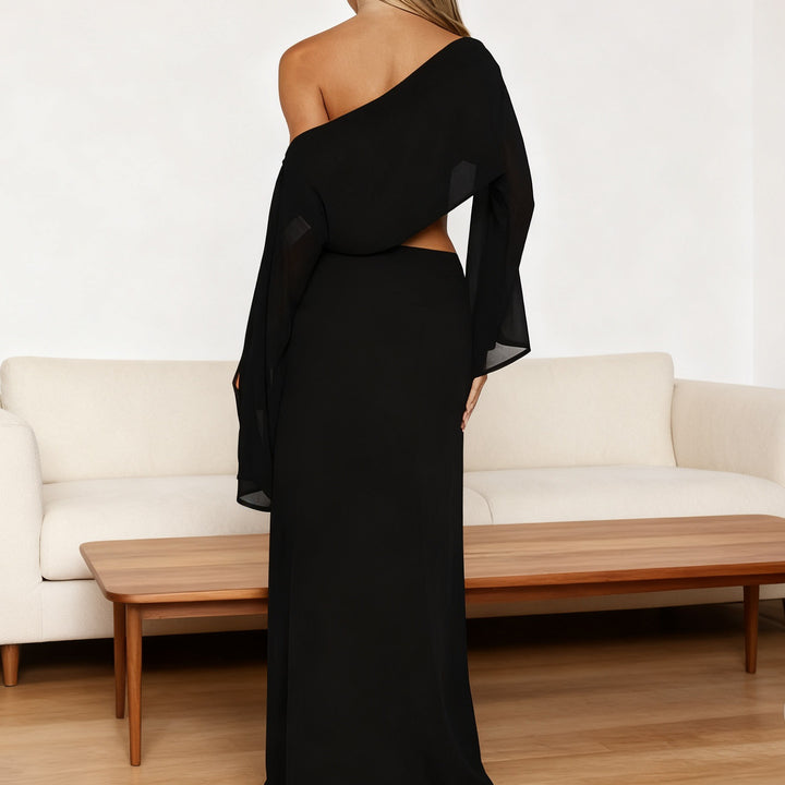 Damen Elegantes Maxi-Kleid mit asymmetrischem Schnitt und langem Arm Drune