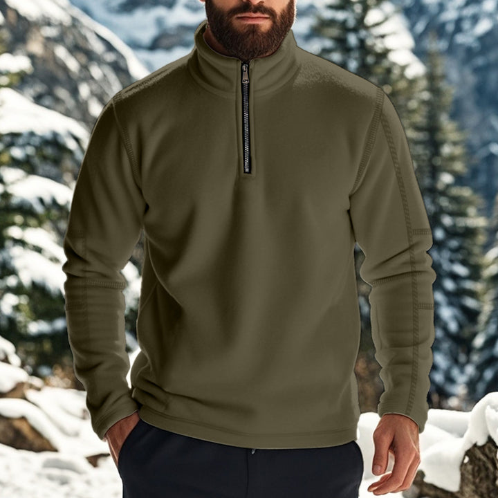 Herren kuscheliger Fleece-Pullover mit half-Zip und hohem Kragen Drune