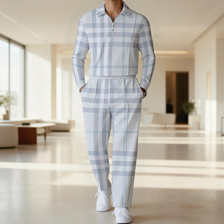 Herren modisches Langarmshirt mit Reißverschluss und einzigartigem Blockdesign Drune