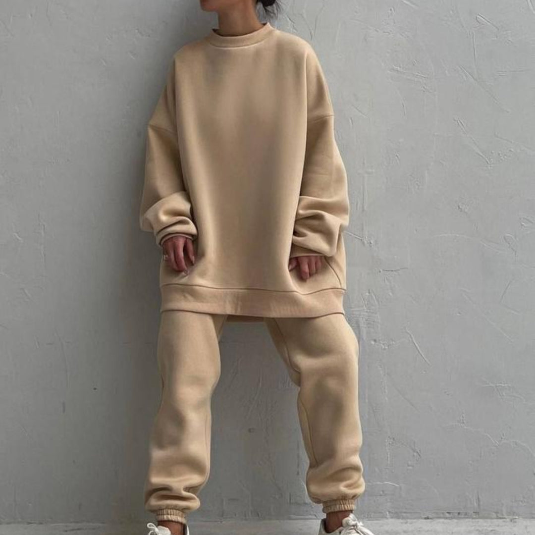 Damen Oversized Sweatset mit hohem Kragen und lässigem Schnitt Drune