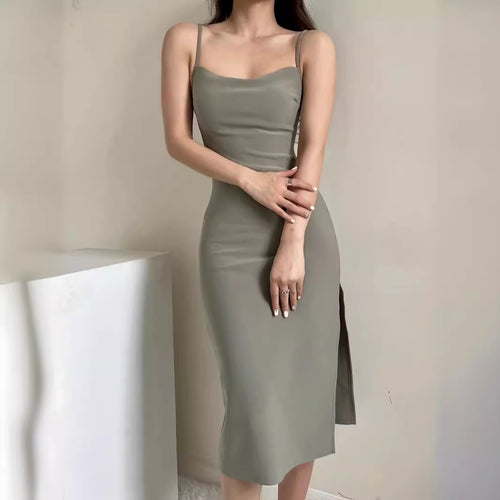 Damen langes Abendkleid mit elegantem Schlitz Drune