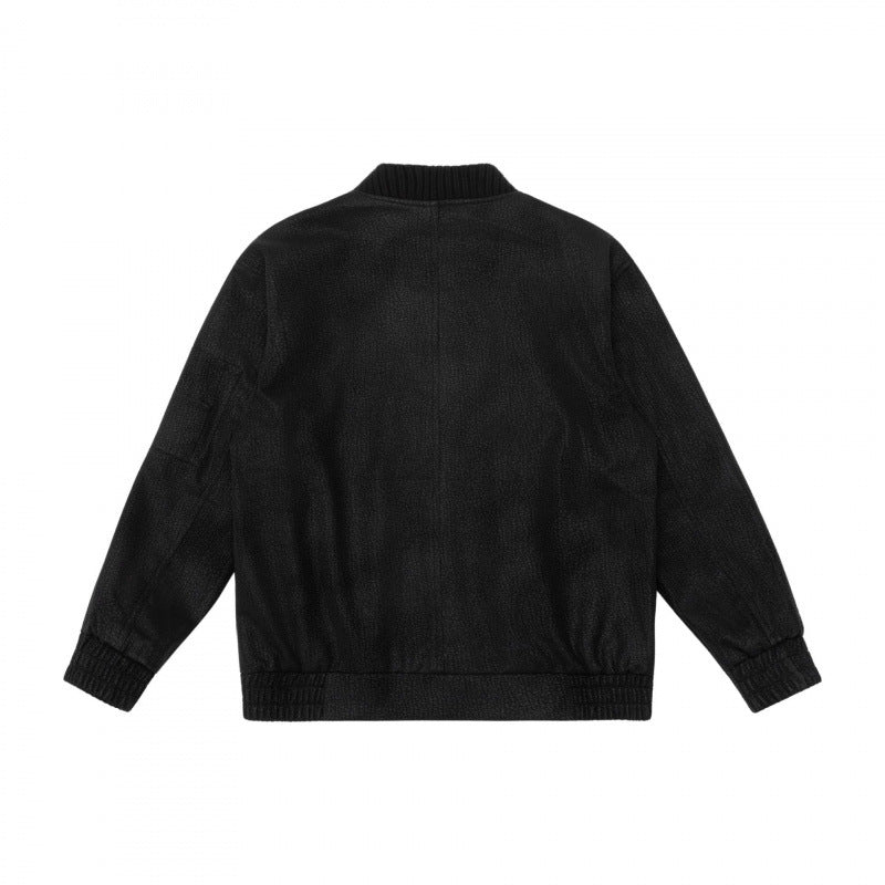 Herren Boxy-Bomberjacke mit strukturiertem Canvas‑Look, geripptem Saum und Ärmeltasche Drune