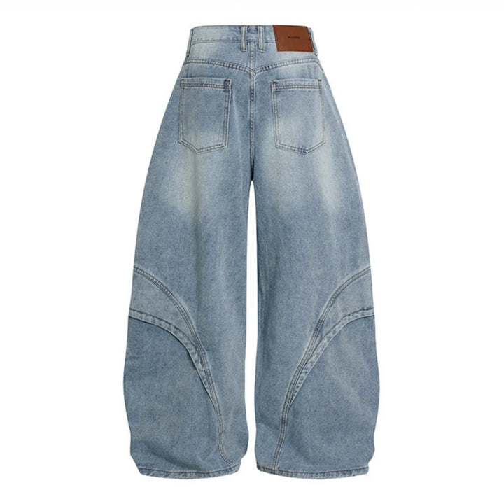 Damen Weite Hochtaillierte Ballon-Jeans mit markanten Panelnähten Drune