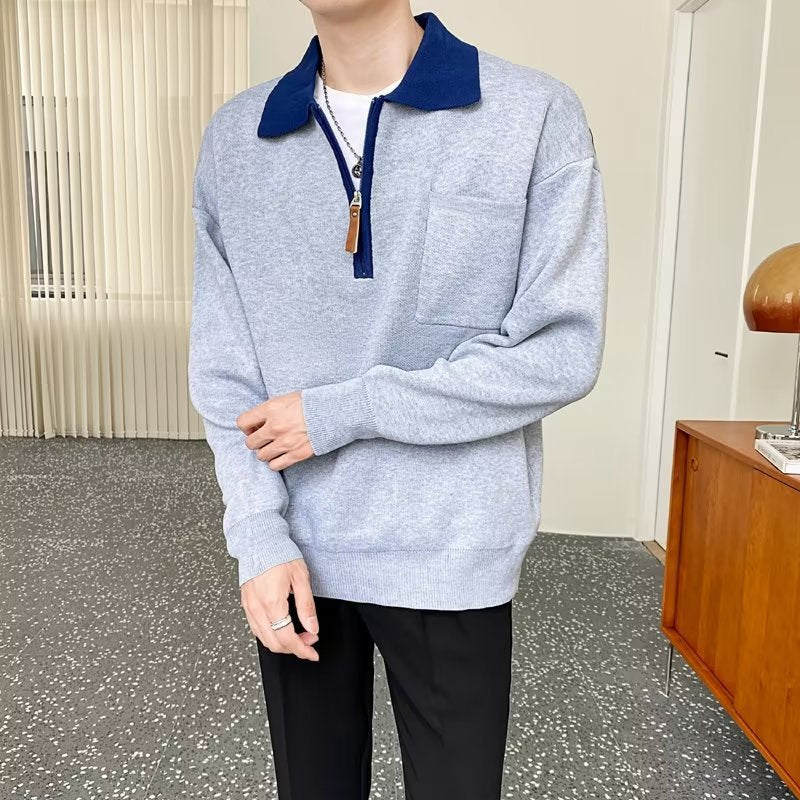Herren Elegante Sweatjacke mit Stehkragen und Reißverschluss Drune
