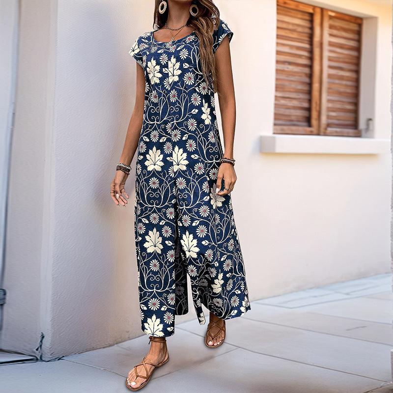 Damen Jumpsuit mit floralem Muster und praktischen Taschen Drune