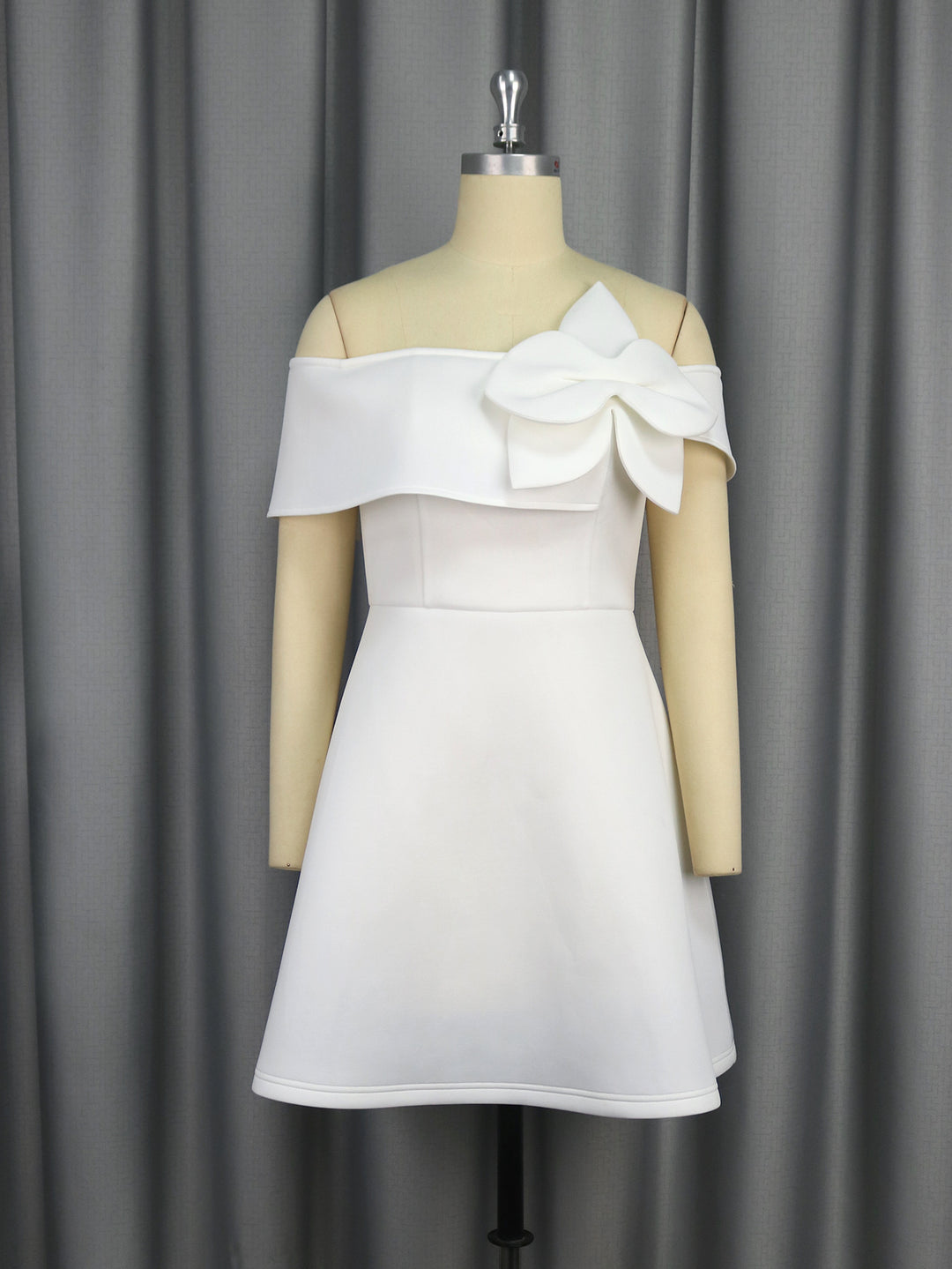 Damen Off-Shoulder Kleid mit großem Schleifenakzent Drune