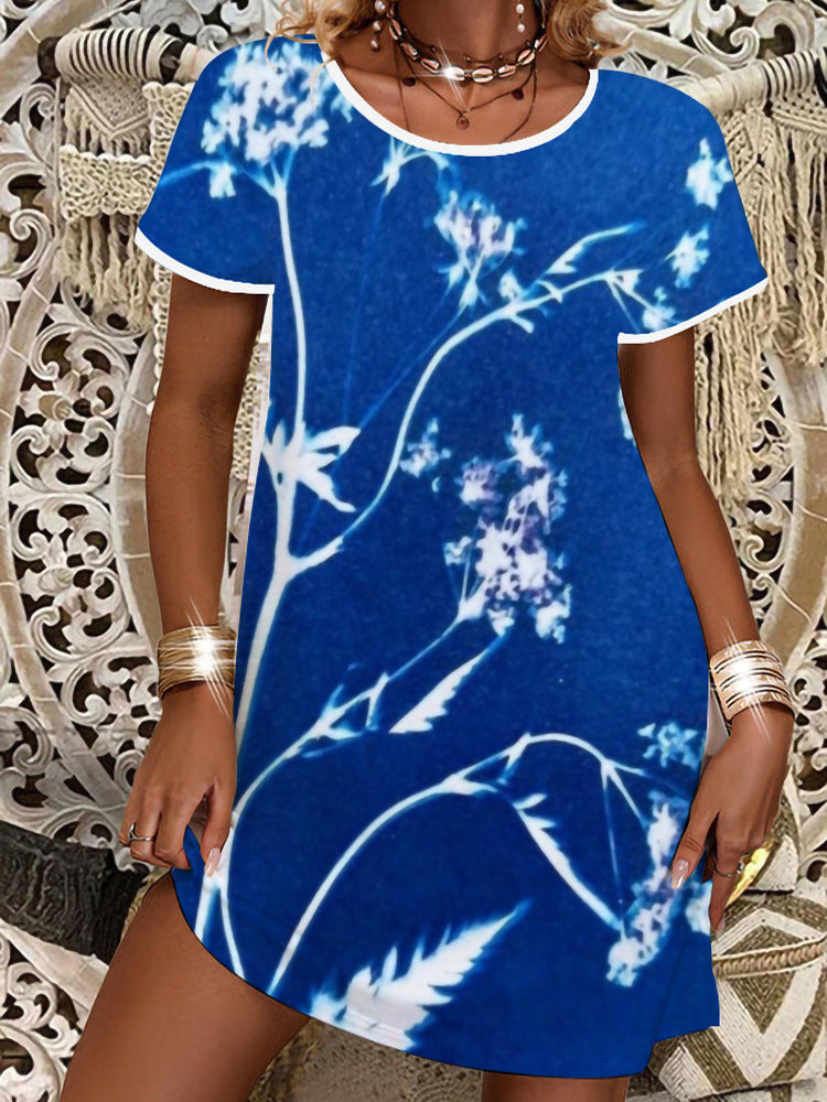 Damen Sommerliches T-Shirt-Kleid mit floralem Print Drune