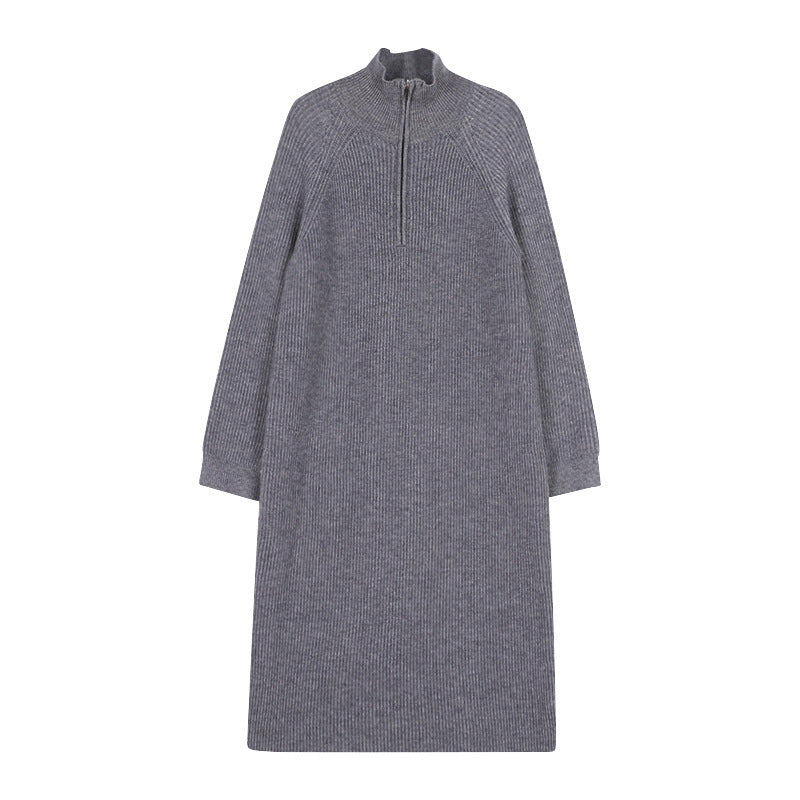 Damen Strickkleid mit hochständigem Kragen und Reißverschluss Drune