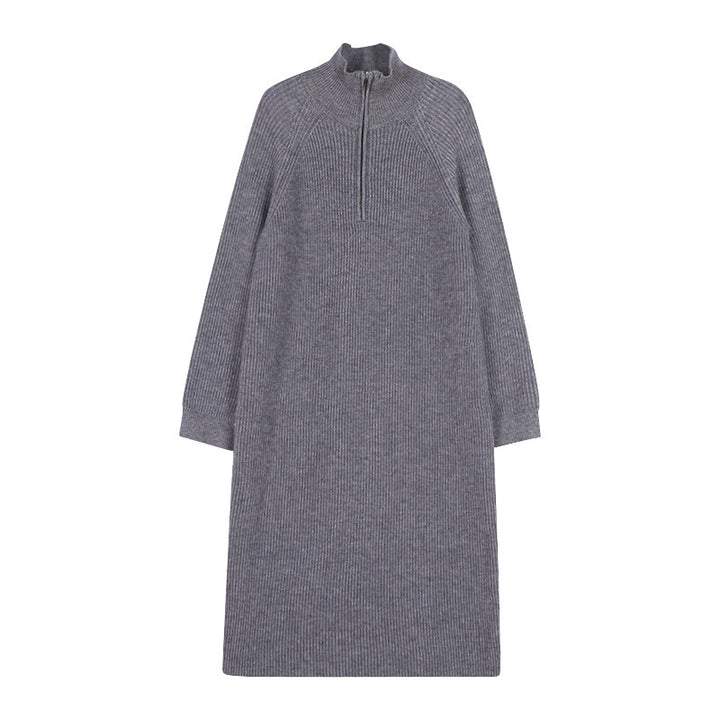 Damen Strickkleid mit hochständigem Kragen und Reißverschluss Drune