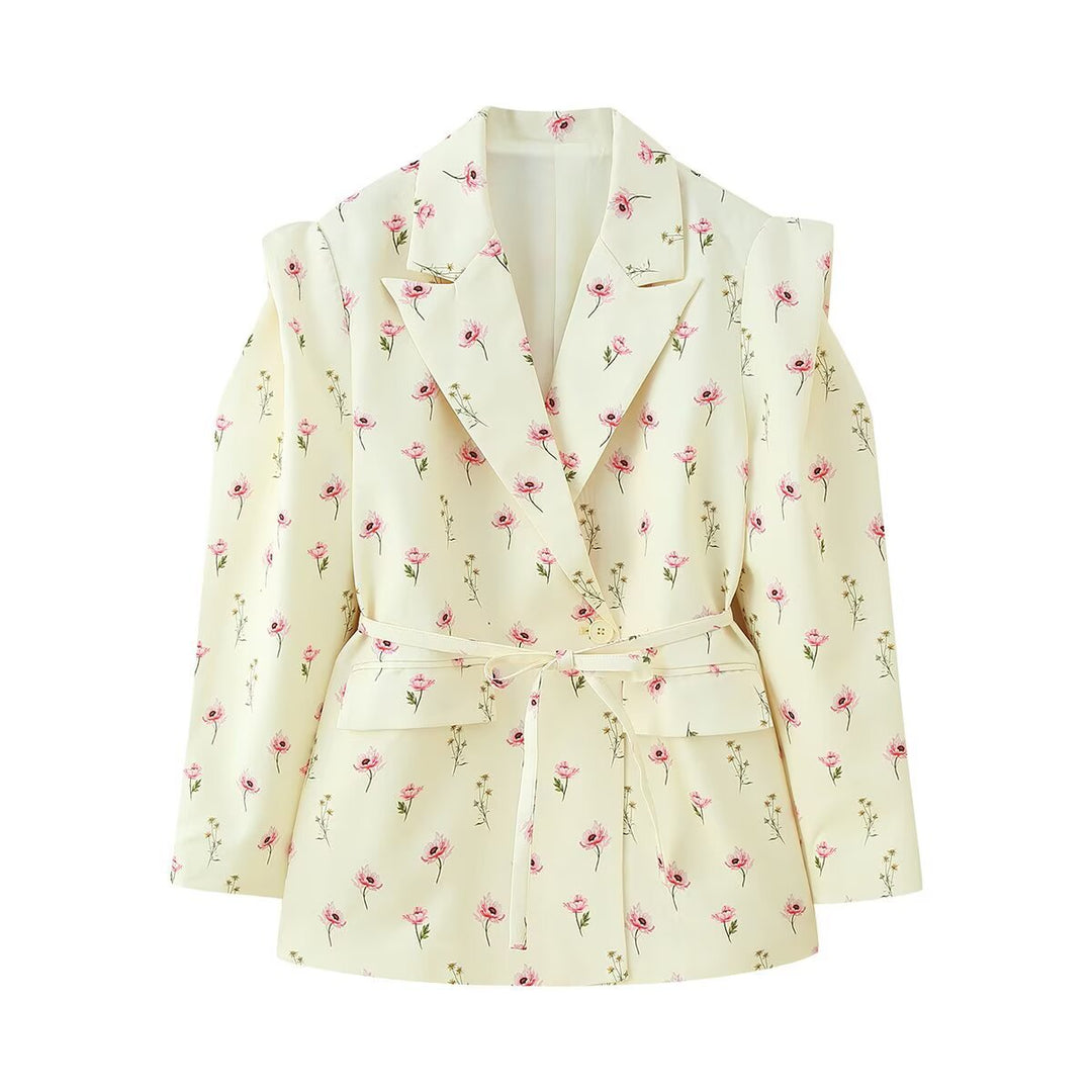 Damen Blazer mit Cut-Out‑Schultern, Taillengürtel und Pattentaschen Drune